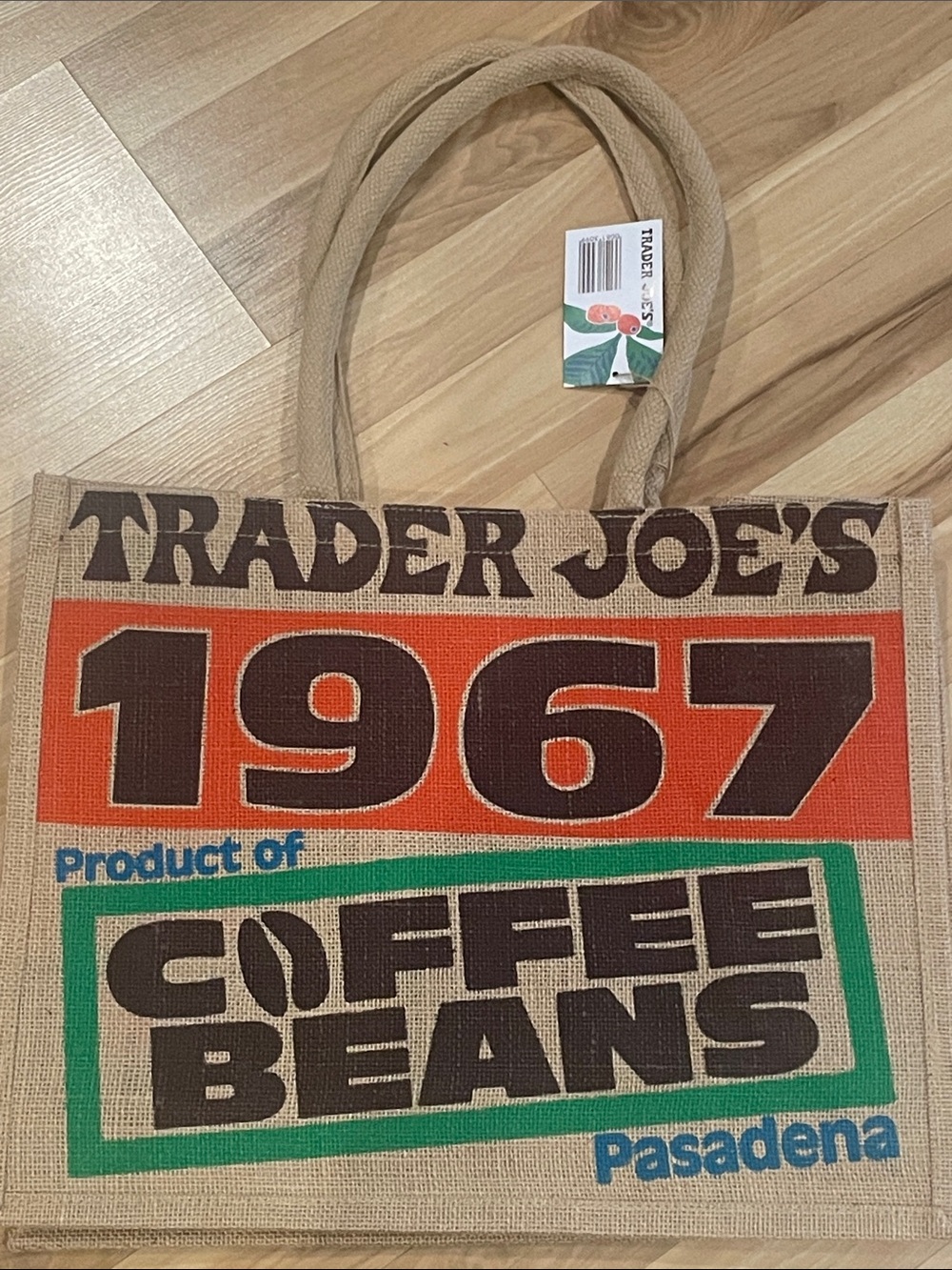Trader Joe’s 1967 Coffee Beans Jute Tote Bag - Collectible NWT
